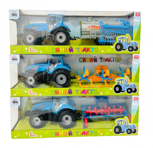 X Синий трактор с прицепом 0488-301Q
