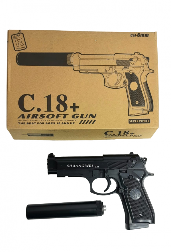 Х Пистолет метал. с глушителем C.18+
