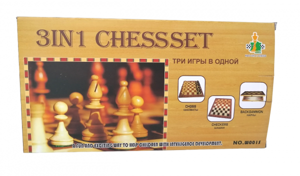 X Набор шашки шахматы нарды дер. 3в1 W001S