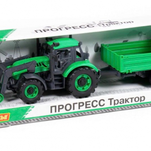 Трактор "Прогресс" с бортовым прицепом и ковшом